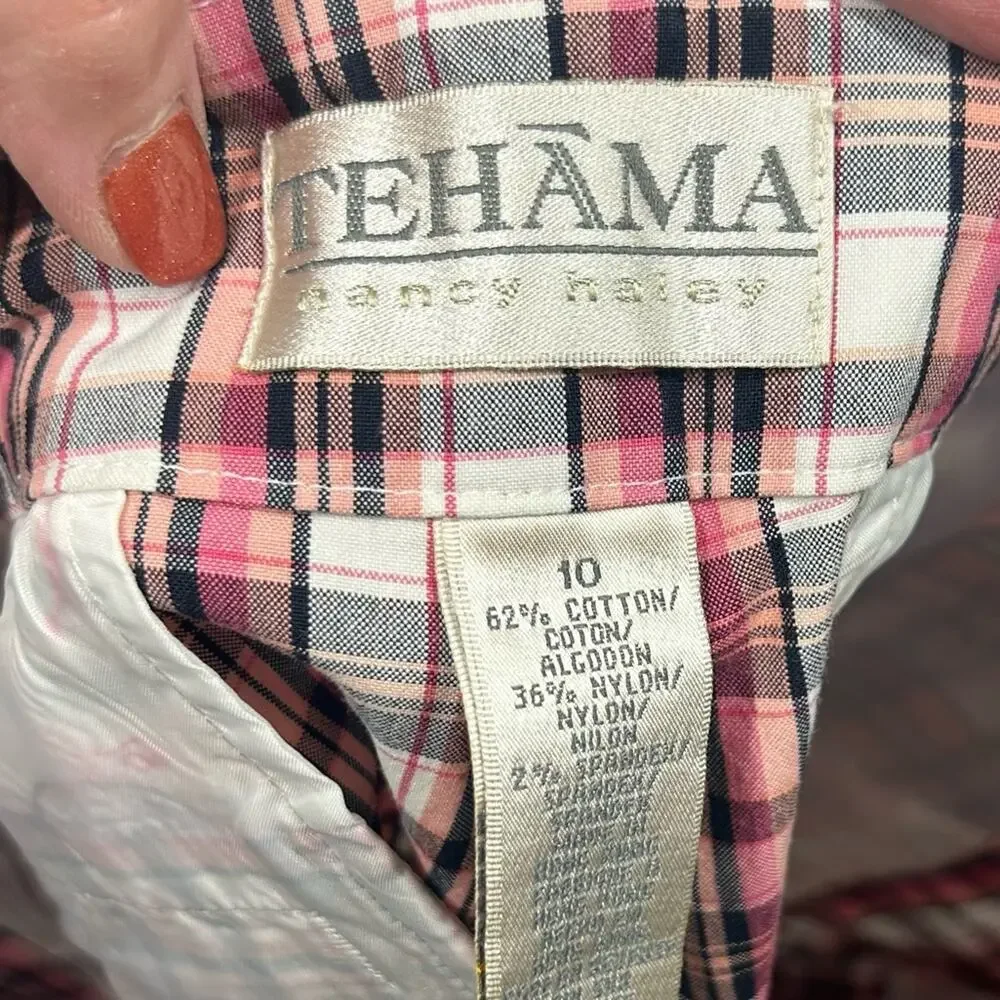 Tehama Nancy Haley Collab Golf‎ Shorts Women's Size 10 Plaid Golfer Performance